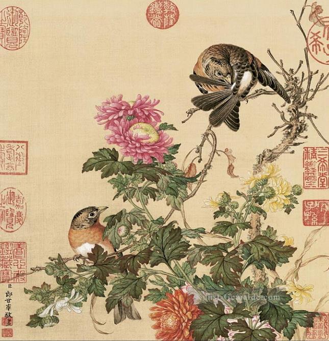 Lang glänzt Vögel 1 alte China Tinte Giuseppe Castiglione Ölgemälde